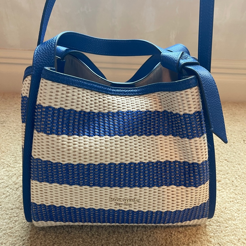 Kate Spade Blue and White Striped Shoulder Bag
